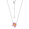wholesale 925 Silver Spring Violet Necklace Purple Gradient Enamel Flower Necklace Women's Collarbone Chain Wholesale from Manufacturer-0-0