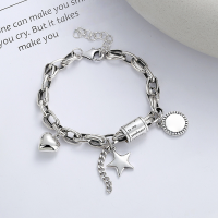 wholesale S925 Sterling Silver Korean Style Ins Star Tassel Luck Lucky Heart Multi-element Trend Bracelet-YS133/approx. 14g 925 silver