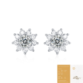 wholesale [925 Sterling Silver] Personality Sunflower Earrings with Moissanite, European and American Best-Selling Women's Pure Silver High-End Luxury Ear Studs-0-6