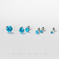 wholesale S925 Sterling Silver Blue Diamond Threaded Stud Earrings, Korean Style Geometric Small and Delicate Personality Elegant Ear Accessories M02291-0-3