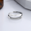 wholesale S925 Sterling Silver Harajuku Style Minimalist Fashion Retro Trendy Woven Twisted Wave Open Ring-0-1