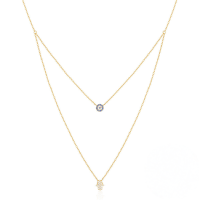 wholesale 925 Sterling Silver New Double-layer Evil Eye Palm Necklace,-Gold 925 silver