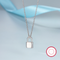 wholesale 925 Sterling Silver Necklace, Cross-Border Hot-Sell Solid Lock Pendant Chain Minimalist Luxury Niche High-End Collarbone Necklace-0-1