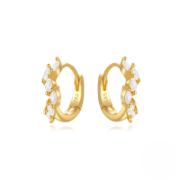 wholesale S925 Sterling Silver Geometric Rhombus Zircon Marquise Stackable Versatile Ear Cuffs-Gold#1 925 Silver