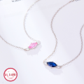 wholesale S925 Silver Necklace, Small and Exquisite High-end Sense Chain, Versatile Colored Zircon Pendant Necklace for Women, Cross-border Hot-selling Wholesale Accessories-0-2