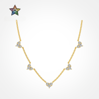 wholesale S925 Sterling Silver Cross-Border New Women's Necklace, Exquisite Connected Heart Design, Small and Minimalist, Luxurious High-End Sense Choker for Women-Platinum DY190870-SW-WH 925 Silver