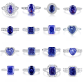wholesale S925 Sterling Silver High Carbon Diamond Ring Women Tanzanite 8A Zircon Square Ice Flower Cut Color Gemstone Ring Live Streaming Best-Seller Wholesale-0-4