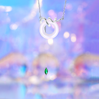 wholesale S925 Sterling Silver Guochao Style Pure White Chalcedony Pendant with Coiled Snake Pattern, Delicate Collarbone Chain for Women, Elegant Birthday Gift for Zodiac Year-National Trend Peace Buckle Snake [Necklace] &gt;TL014084