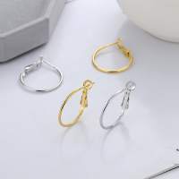 wholesale S925 Sterling Silver Cross-Border European and American Minimalist Large Hoop Ear Clasps, Ins Simple Style Versatile Earrings-YFR112/white gold about 2 grams 925 silver