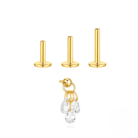 wholesale S925 Sterling Silver Geometric Zircon-studded Flat Spiral Cartilage Earring-Gold #1