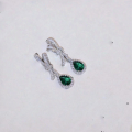 wholesale Gold Plated 925 Silver Artificially Synthetic Simulated Emerald Stud Earrings for Women, Hot Sale on Douyin and Kuaishou Live-0-3
