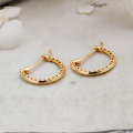 wholesale S925 silver plated with 14K gold, French vintage minimalist irregular line U-shaped design stud earrings-0-1