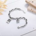 wholesale S925 Sterling Silver Retro Thick Chain Abacus Wealth Character Charm Bracelet Ethnic Style Trendy Women's Accessory-0-2