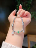 wholesale 999 Pure Silver Women's Lucky Charm Beaded Bracelet DIY Design Bangle Versatile Luxe Fine Jewelry One-Piece Drop Shipping-0-9