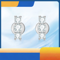 wholesale Metal material first, OEM, ODM processing, custom sample, drawing, or provided design, small and stylish Korean trendy versatile moissanite stud earrings for women-Platinum 925 silver