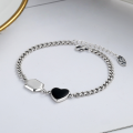 wholesale S925 Sterling Silver Trendy Hip-Hop Style Resin Heart Goodluck Meaningful Bracelet-0-0