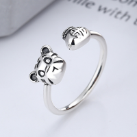 wholesale S925 Sterling Silver Cloud Tide Pavilion Minimalist Style Trendy Zodiac Year Adorable and Playful Childlike Leopard Open Adjustable Ring-YJ561/approx. 3.4g Adjustable opening