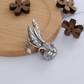wholesale S925 Sterling Silver Vintage Retro Exaggerated Red Pomegranate Mr Rabbit Pendant Trendy Hip-Hop Accessory-0-1