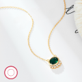 wholesale 925 Silver Light Luxury Vintage High-end Green Zircon Necklace for Women, Cross-border Exclusive Accessory-0-1