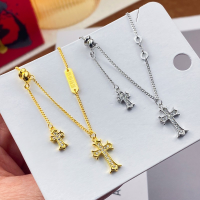 wholesale S925 Sterling Silver Fashion Luxury Minimalist Versatile Cross Pendant Full Diamond Tassel Necklace-925 Silver Double Cross Necklace - White Gold 925 Silver