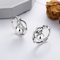 wholesale S925 Sterling Silver European and American Exaggerated Round Ball Wish-Fulfilling Tassel Trendy Versatile Open Ring-YJ944/B model is approximately 3.3 grams. The opening is adjustable.