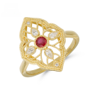 wholesale 18K metal fashion commuter retro light luxury ruby full-cut diamond ring-0-0