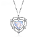 wholesale Metal hollow zirconia inlaid heart pendant necklace women's internet celebrity live broadcast new stock latest moonstone heart-shaped collarbone chain-0-0