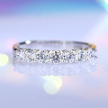 wholesale S925 Silver Cross-Border Best-Selling Half-Circle Seven Princess Pave Zirconia Ring for Women Wholesale-0-0
