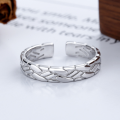 wholesale S925 Sterling Silver Minimalist Textured Geometric Ring, Niche Design, Ins Style, Elegant,Fashion, Versatile Women's Band-0-3