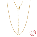 wholesale S925 Sterling Silver and 14K Gold Beaded Extendable Collarbone Chain, Factory Direct-0-0