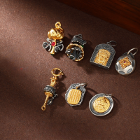 wholesale S925 Sterling Silver Antique Silver DIY Fittings Zaki Lamu Shrine Vajra Cross Pendant Hanging Charm-Mahakala