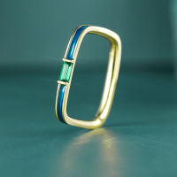 wholesale 925 Sterling Silver Chinese Style Ring for Women, Ins Style High-End Electroplated Accessory, Minimalist and Elegant Fashion Ring, Niche-Small Square Ring (US Size 7)  One Size