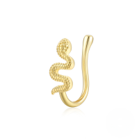 wholesale S925 Sterling Silver Geometric Teardrop Lightning Rhinestone Nose Cuff Piercing Jewelry-Gold single #7