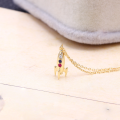 wholesale 10K Gold Japanese-style Space Series Cool Hip-Hop Rocket Pendant with Natural Ruby and Sapphire Necklace for Women-0-1