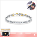 wholesale 18k Gold Plated S925 Silver Cross 3mm Round Moissanite Women's Bracelet in Multiple Colors-0-0