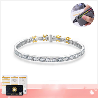wholesale 18k Gold Plated S925 Silver Cross 3mm Round Moissanite Women's Bracelet in Multiple Colors-Platinum + Gold 15cm