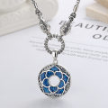 wholesale S925 Silver Enamel Exquisitely Crafted Vintage-style Lotus Peace Buckle Pendant Necklace-0-1