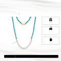 wholesale Silver Baroque Imitation Pearl Turquoise Necklace Bohemian Style Collarbone Chain for Women-0-1