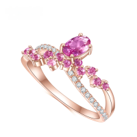 wholesale S925 Sterling Silver Light Luxury Designer Pink Sapphire Ring, Exquisite Craftsmanship Fashion Silver Set Gemstone Ring-Pink Corundum Ring US Size 6