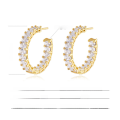 wholesale Metal full rhinestone C-shaped earrings for women, new trendy ins minimalist stud earrings for cross-border wholesale-0-2