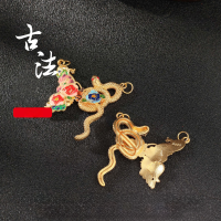 wholesale 925 Silver Gold-Plated Snake Coiling Butterfly Trendy Versatile Accessory Pendant DIY Fashion Bracelet Necklace Jewelry Component-Gold Snake Rose Butterfly Pendant