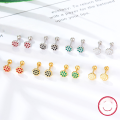 wholesale 925 Silver Small and Sweet Versatile Earrings for Women, Floral Drip-Glaze Colored Small Stud Earrings, Foreign Trade Jewelry Wholesale-0-0