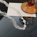 wholesale S925 Sterling Silver Heavy Work Multi-layer Bead Necklace for Women, New Style Korean Minimalist Small Trendy High-end Sense Sweater Chain-0-5