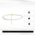 wholesale S925 Sterling Silver Cloud Select Oval Natural Freshwater Rice Pearl Anklet, Minimalist Direct from Manufacturer-0-3