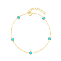 wholesale S925 Sterling Silver Trendy Super Sparkly Turquoise Bracelet Accessories-gold