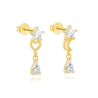 wholesale S925 Sterling Silver With Zircon, Pearl, And Planet Design Earrings, Trendy In-Gold#1 925 Silver