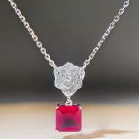 wholesale S925 Sterling Silver Camellia Necklace for Women with Ruby Red Corundum Petals Flower Chain Light Luxury Advanced Collarbone Necklace-Red Corundum Necklace-XL161 925 Silver