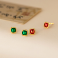 wholesale S925 sterling silver fresh and sweet ins-style niche design exquisite minimalist square stud earrings M06555-0-0