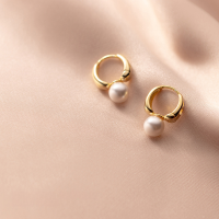 wholesale S925 Silver Ear Studs, Korean Style Small Freshwater Cultured Pearl Hollow Heart Earrings G8950-S925 Silver Silver>925 Silver