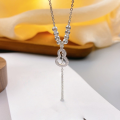 wholesale Silver, Hollow-Out Gourd and Broken Silver Tassel Pendant Necklace, Minimalist Chinese Style Design, High-End Sense Collarbone Chain-0-2